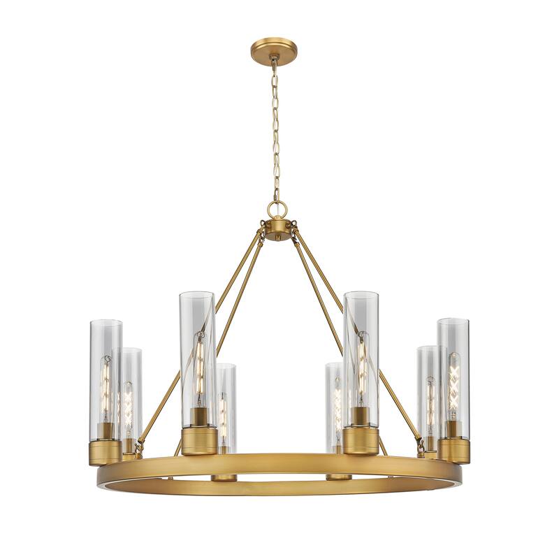 Innovations Lighting Downtown Urban - Boreas - 6 Light 36" Chandelier with 11" Shades - Brushed Brass/Light Smoke