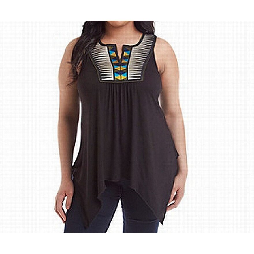 Shop Living Doll Black Blue Womens Size 2x Plus Embroidered Tank Top Free Shipping On Orders Over 45 Overstock 27970824