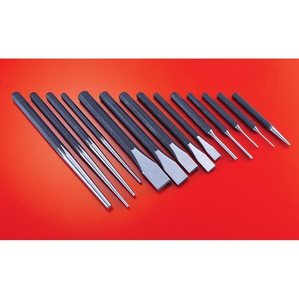 Powerbuilt 14 Piece Punch and Chisel Set, Pin Punch, Center Punch, Cold Punch