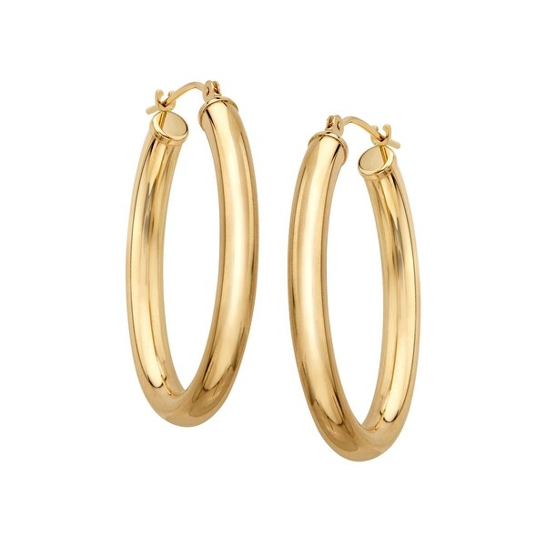 Eternity Gold Oval Tube Hoop Earrings in 14K Gold