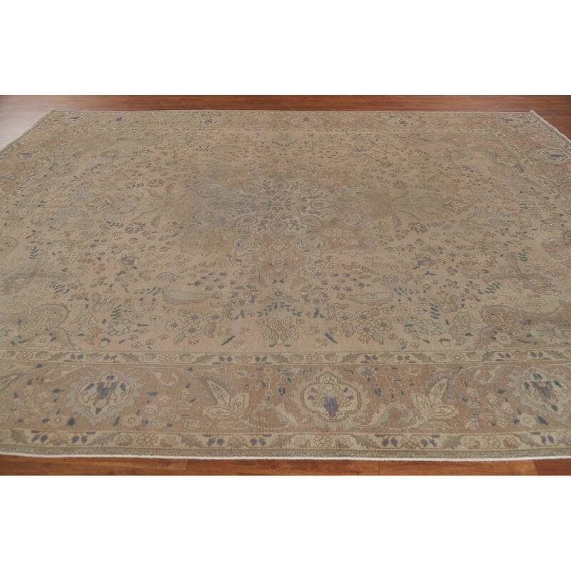 Distressed Tabriz Persian Vintage Rug Handmade Oriental Wool Carpet - 9'6" x 12'9"