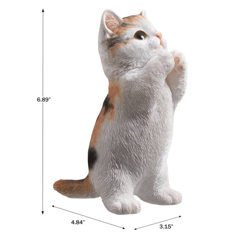 7" H Calico Cat Kitten Statue Praying