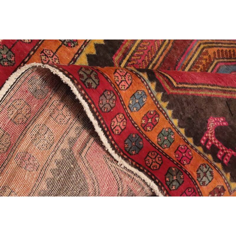 Hand Knotted Oriental 100% Wool Carpet Traditional Tribal Brown Ardebil Runner Rug - 9' 5'' X 3' 10''