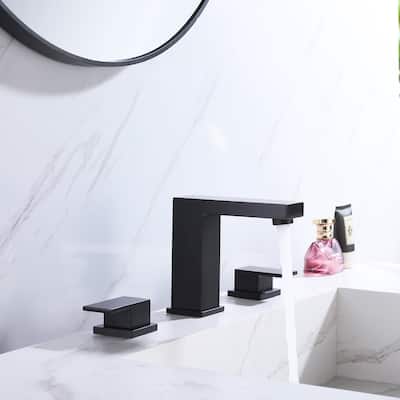 3-Piece Matte Black Bathroom Double Handle Faucet Set
