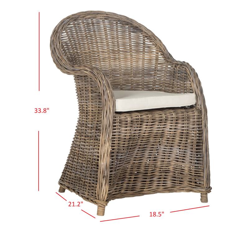 SAFAVIEH Heidrin Dining Grey Rattan Club Chair - 24"Wx23"Dx35"H