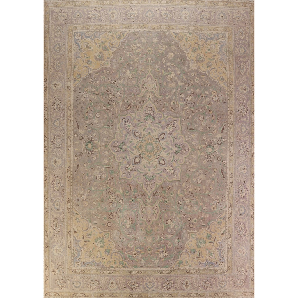 Tabriz Persian Vintage Rug Handmade Wool Carpet - 10'1" x 12'11"