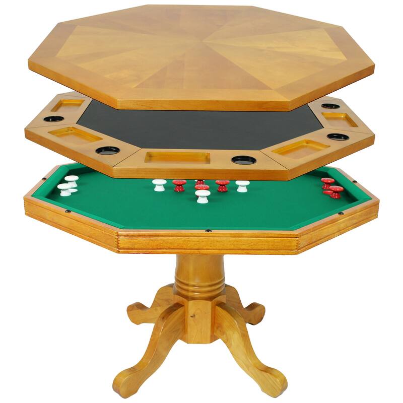 Hathaway Kingston 48-in Poker, Bumper Pool, Dinning Table Combo Set - Oak Finish (Table Only) - 48-in diameter x 31-in H - Brown
