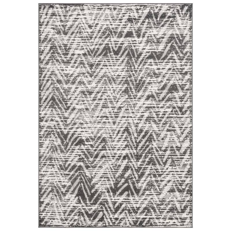 SAFAVIEH Cottage Eibhlis Chevron Waterproof Patio Backyard Rug - 5'3" x 7'7" - Grey