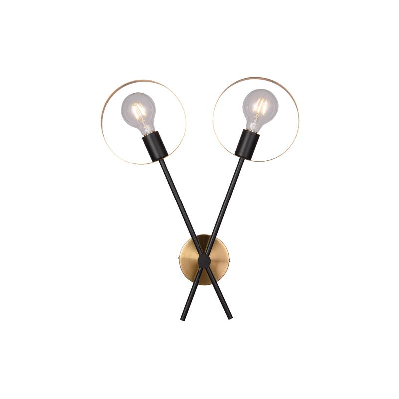2-Light L17.7'' Black and Brushed Brass Two Light Wall Sconce