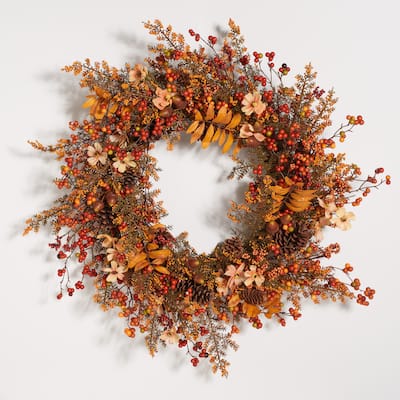 SAFAVIEH Faux 31 Inch Berry & Coreopsis Wreath - 31" W x 31" D x 9" H