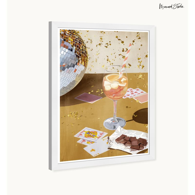 Wynwood Studio Golden Disco Celebration Framed Trendy Fashion Kitchen Art Prints