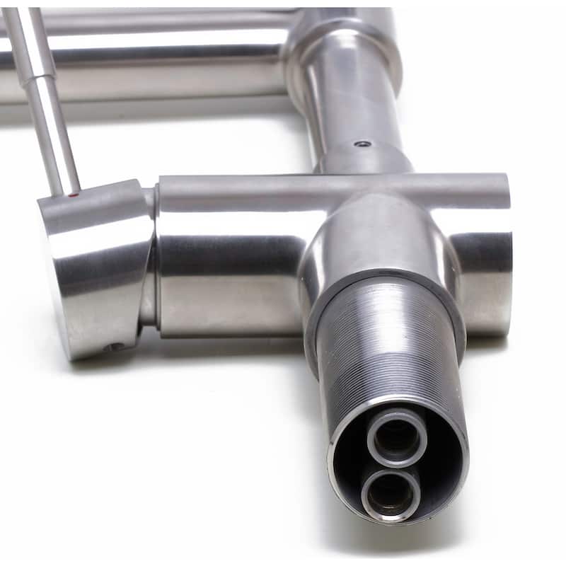 ALFI AB2038-BSS Brushed Silver Stainless Steel 12-inch Retractable Single-hole Kitchen Faucet