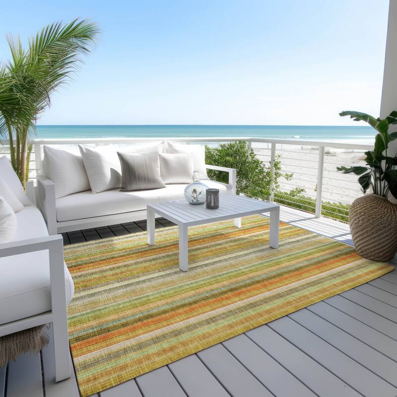 Bato Stripe Weather Resistant Versatile Elegance Outdoor Rug