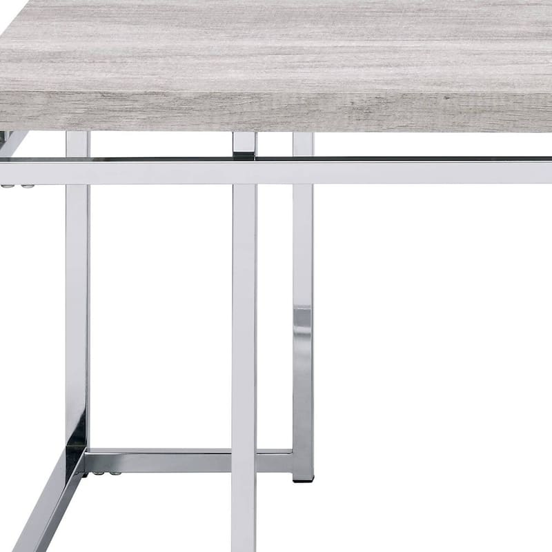 HomeRoots 47" Oak and Silver Wood And Metal Frame Coffee Table - 47' X '18' X '24