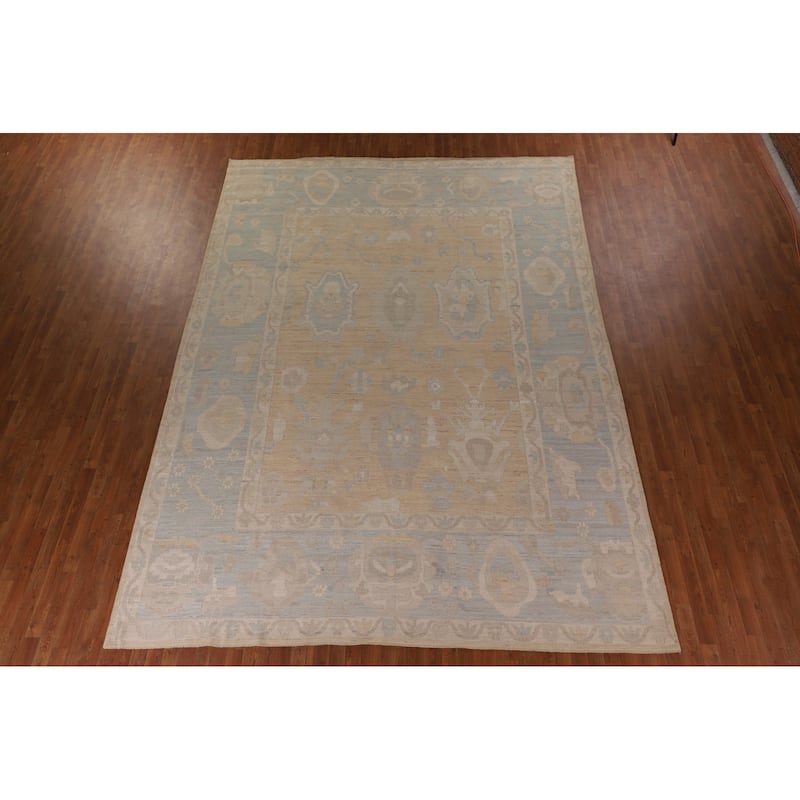 Vegetable Dye Oushak Turkish Large Area Rug Handmade Wool Carpet - 10'0" x 13'7"