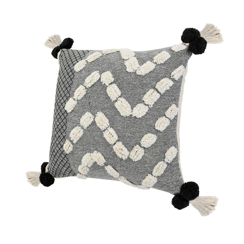 20" Black and Gray Zig-Zag Square Throw Pillow