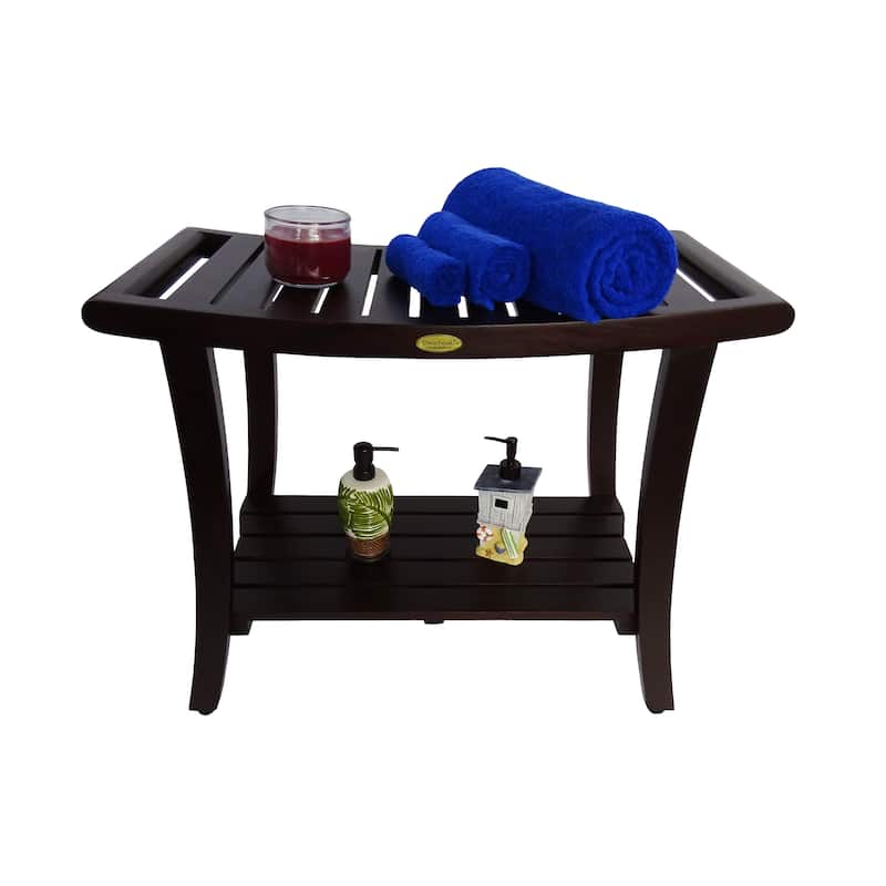 EcoDecors Harmony Woodland Brown 30" Teak Bench, LiftAide Arms