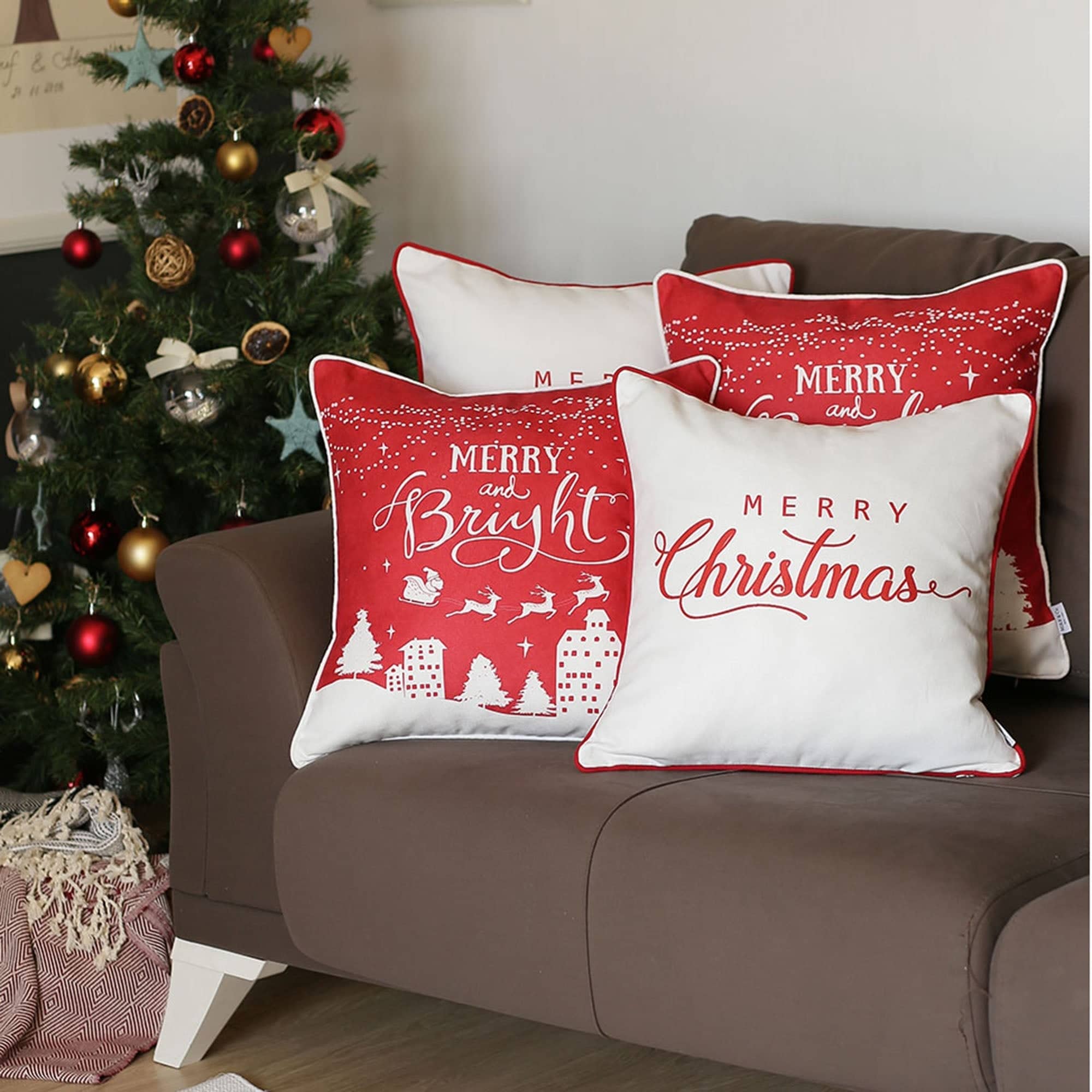 Christmas Tapestry 18x 18 Throw Pillow Covers