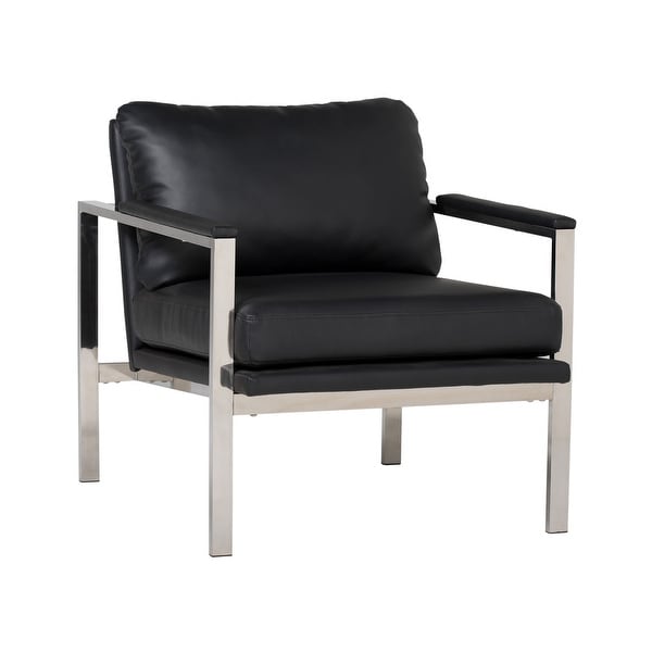 Offex Home Lintel Modern Leather Arm Chair - Chrome / Black