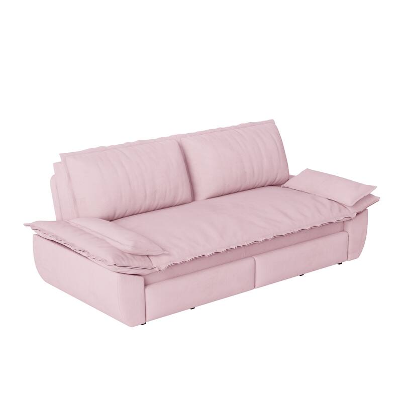 Versatile 3-in-1 Queen Size Velvet Pull-Out Sofa Bed with Chaise Lounge, Durable Steel Frame, Convertible Sleeper Loveseat