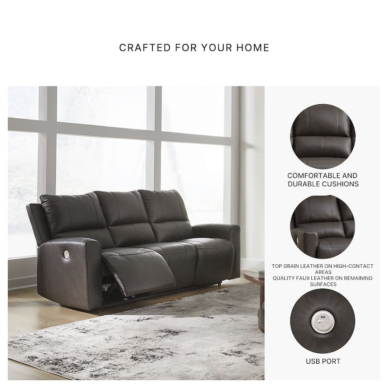 Signature Design by Ashley Boxmere Dark Brown Power Reclining Sofa - 84"W x 38"D x 39"H
