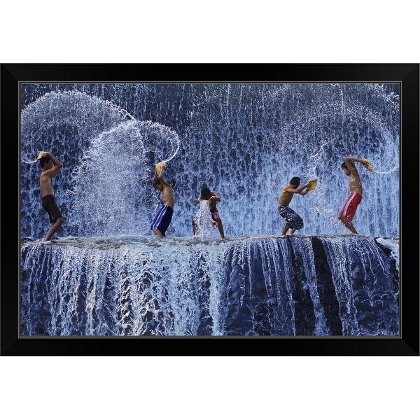 "Playing With Splash" Black Framed Print