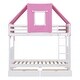 preview thumbnail 7 of 25, Twin Over Twin Solid Pine Wood House-Shaped Bunk Bed with Tent, Drawers, Convertible to 2 Beds