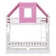preview thumbnail 7 of 7, White+Pink Twin over Twin Bunk Bed Wood Bed with Tent and Drawers