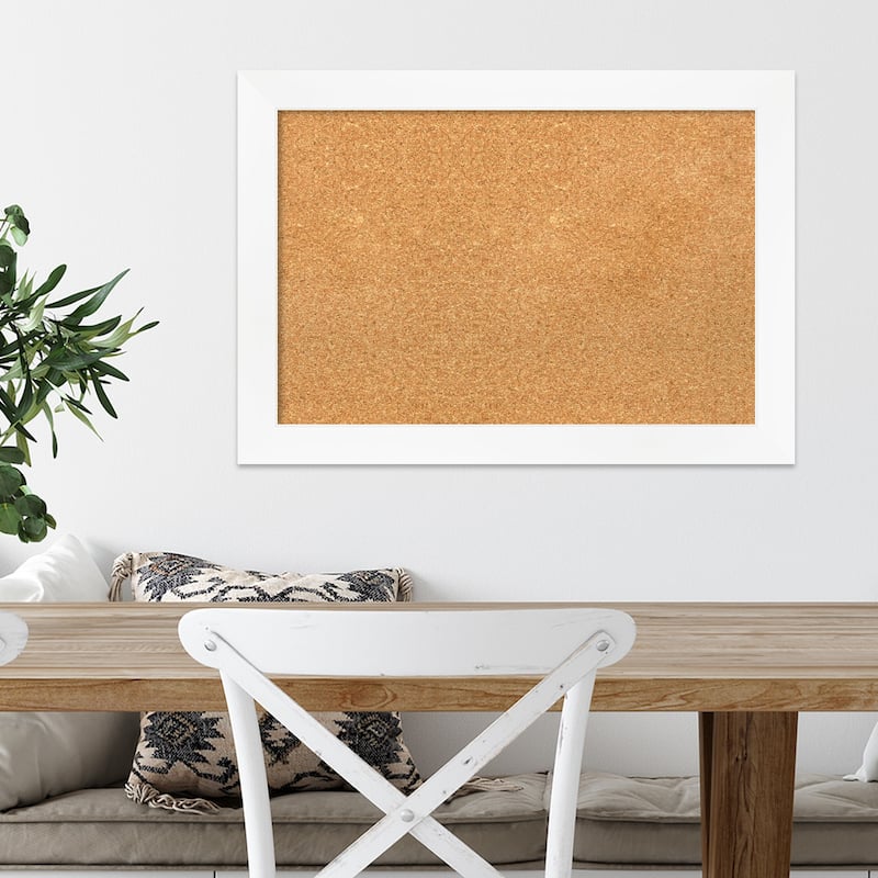 Cabinet White Narrow Framed Cork Bulletin Memo Board