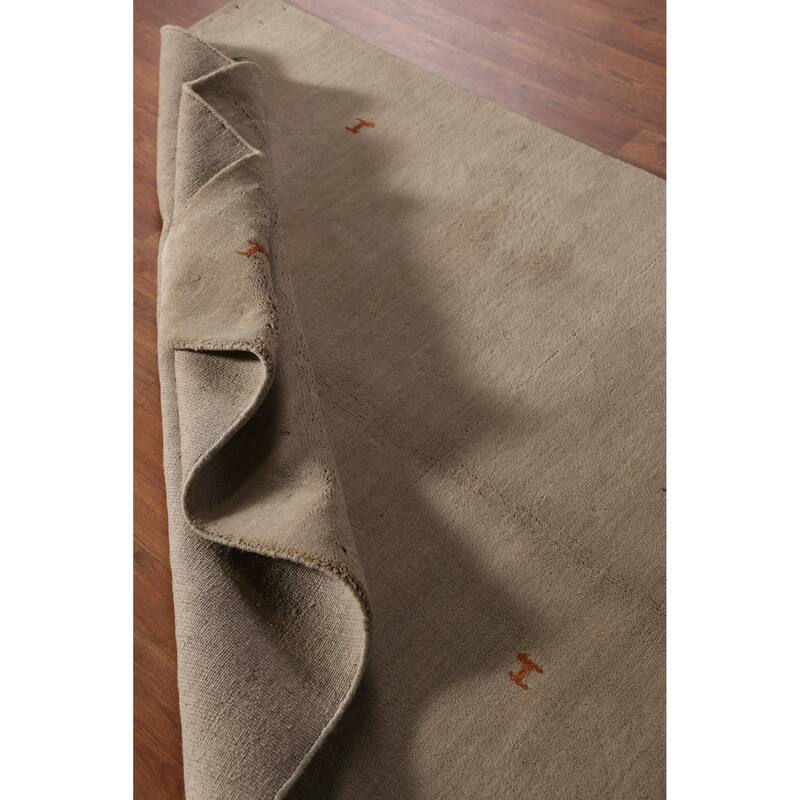 Beige Tribal Gabbeh Indian Rug Hand-Knotted Oriental Wool Carpet - 4'7" x 6'4"