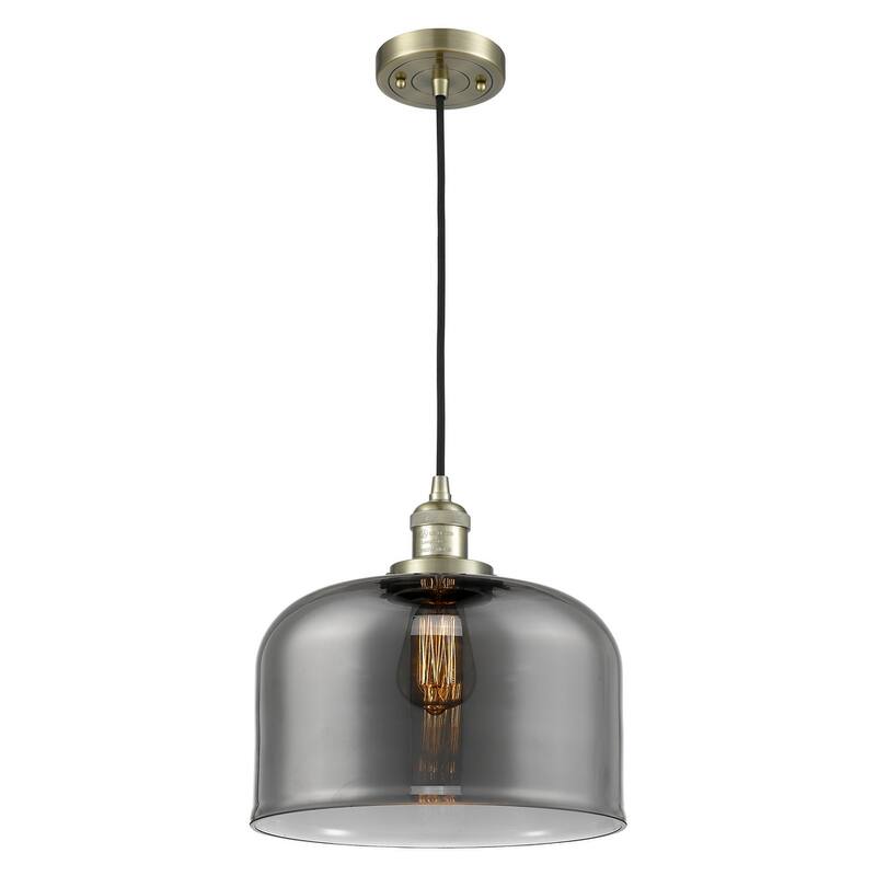 Innovations Lighting X-Large Bell Single Light 12" Wide Pendant - Antique Brass / Plated Smoked