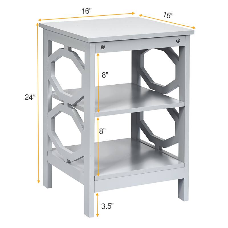 Costway 3-tier Nightstand Sofa Side End Accent Table Storage Display