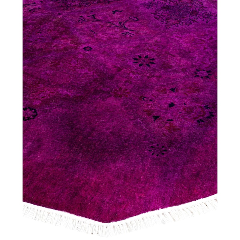 Overdyed One-of-a-Kind Hand-Knotted Area Rug - Purple - 8' 1" x 8' 1"