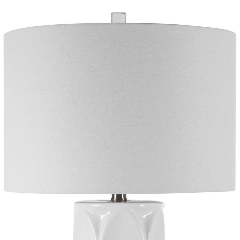 Geometric Ceramic Table Lamp with White Drum Shade - 26" - White