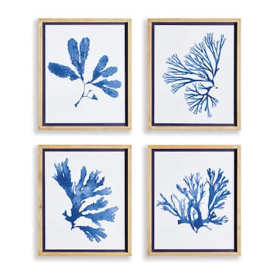 Indigo Seaweed Prints, Set Of 4