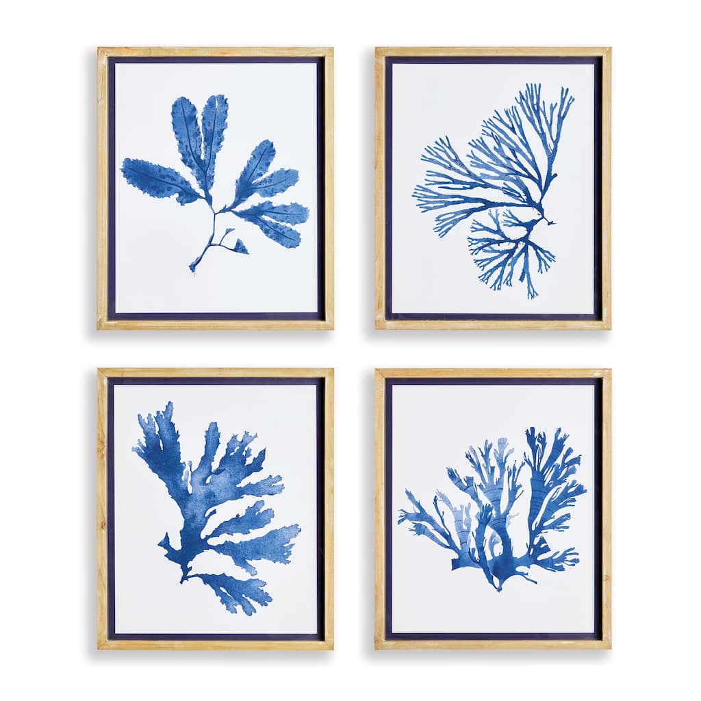 Indigo Seaweed Prints, Set Of 4