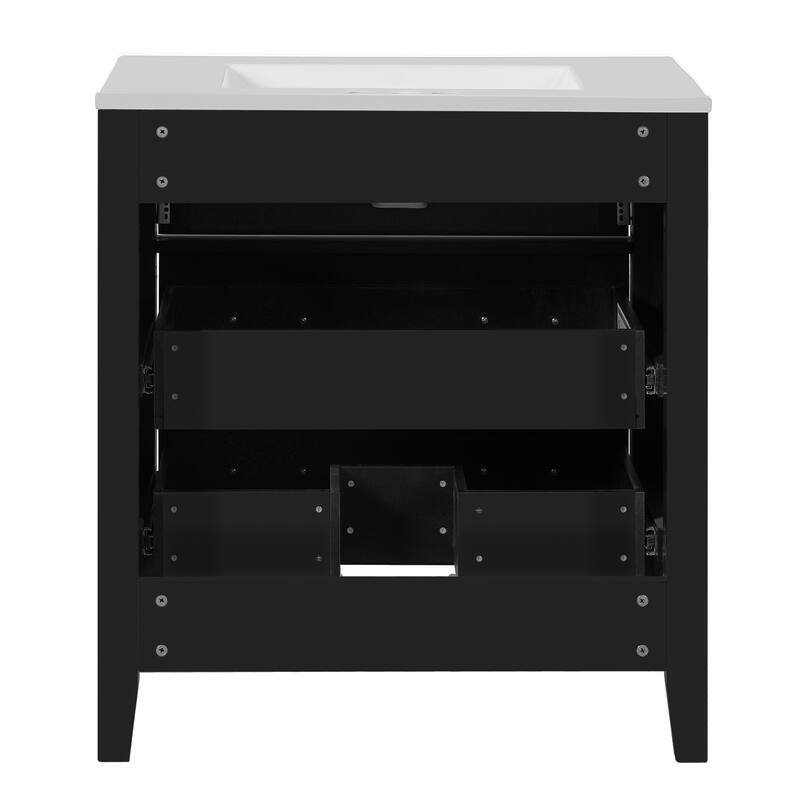 30'' Bathroom Vanity with Ceramic Sink Combo, Freestanding Bathroom Storage Cabinet with 3 Drawers