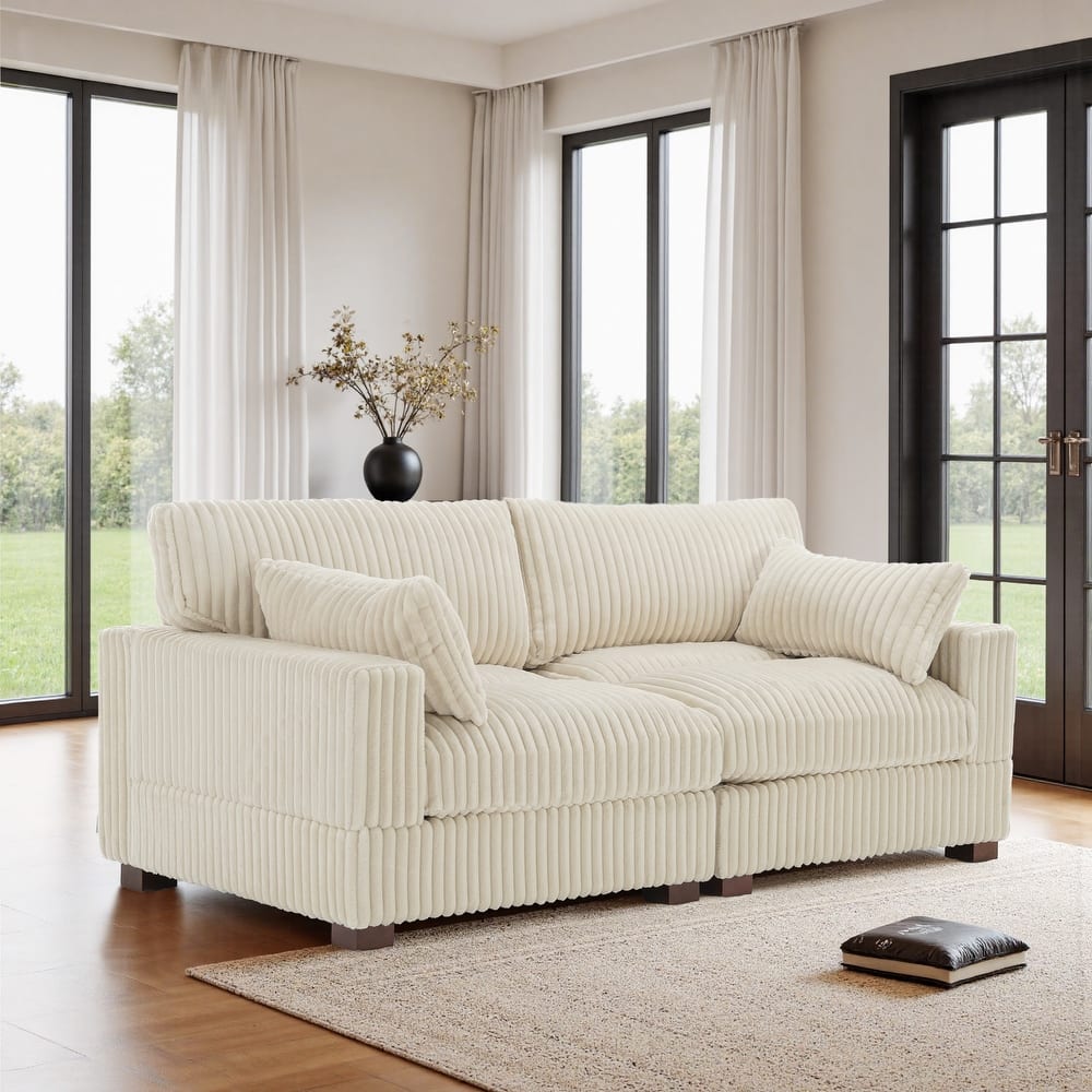 80"W Plush Modular Sectional Sofa with Pillows for Living Room