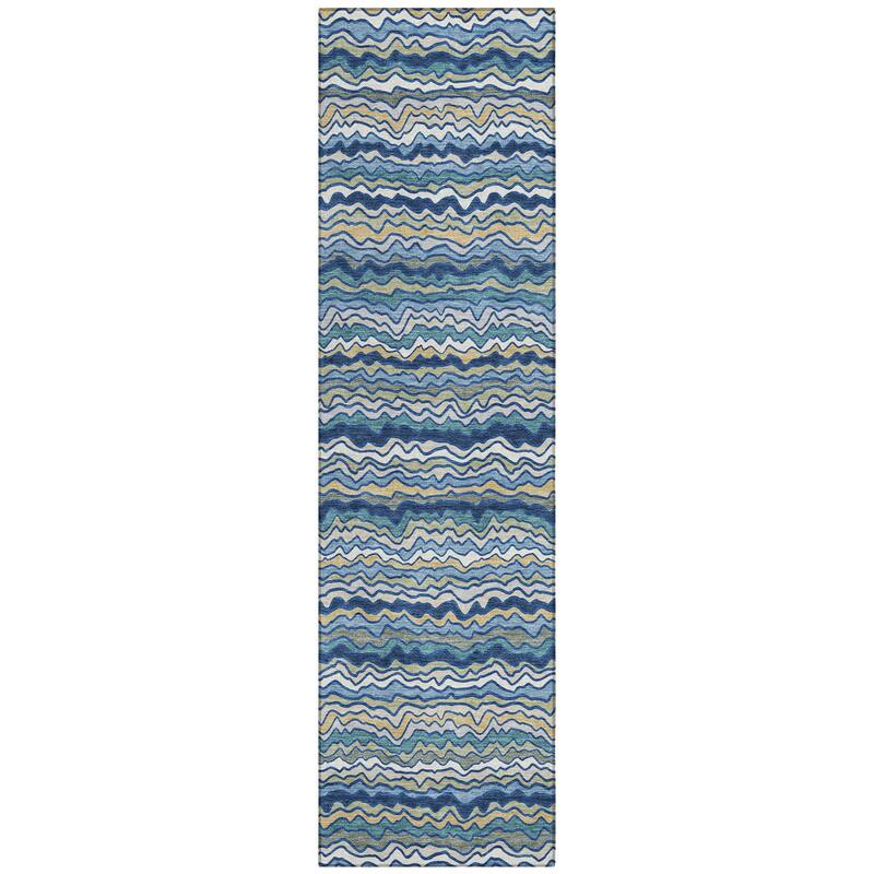 Machine Washable Indoor/ Outdoor Ziggy Stripe Chantille Rug