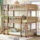 preview thumbnail 27 of 37, Twin Size Detachable Triple Bunk Bed with Guardrails White Oak