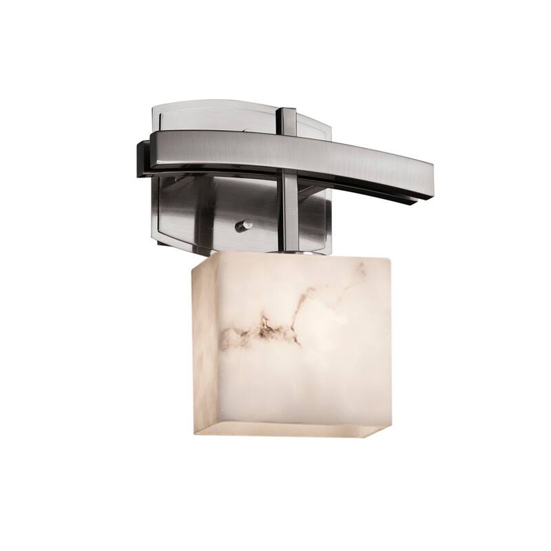 Justice Design LumenAria Archway ADA 1-light Brushed Nickel Wall Sconce, Faux Alabaster Rectangle Shade
