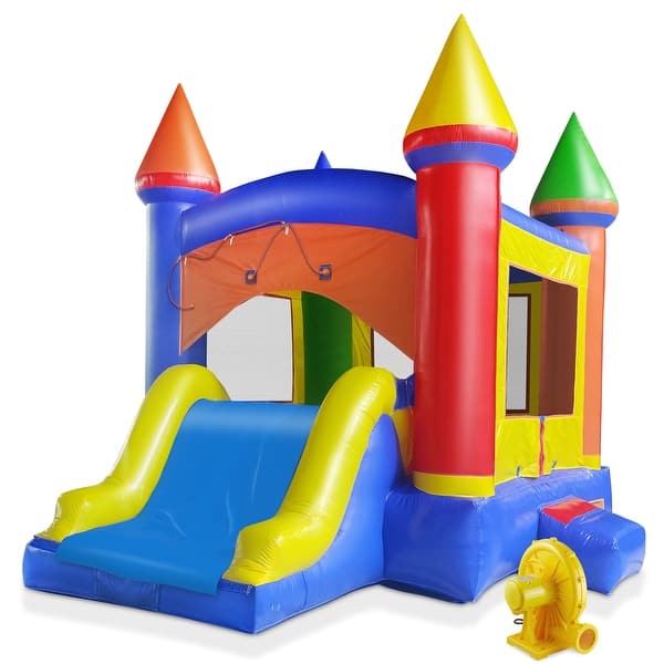 slide 2 of 12, Commercial Inflatable Bounce House with Water Slide and Blower 15 x 17.75 x 14 feet