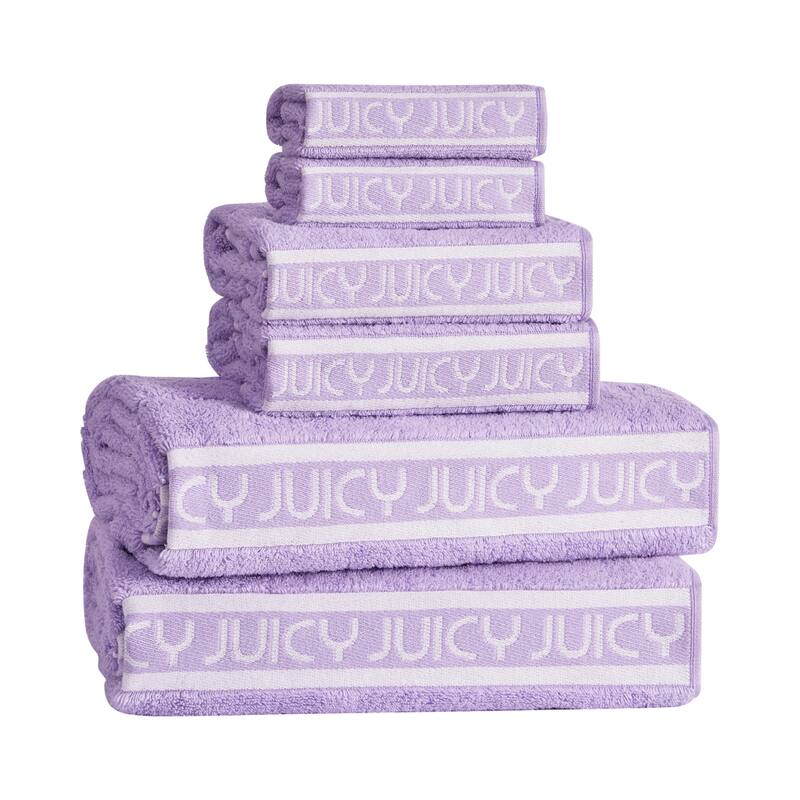Juicy Couture 6-Piece Towel Set 2 Bath Towels 2 Hand Towels 2 Washcloths - 28"x54"/16"x26"/12"x12"
