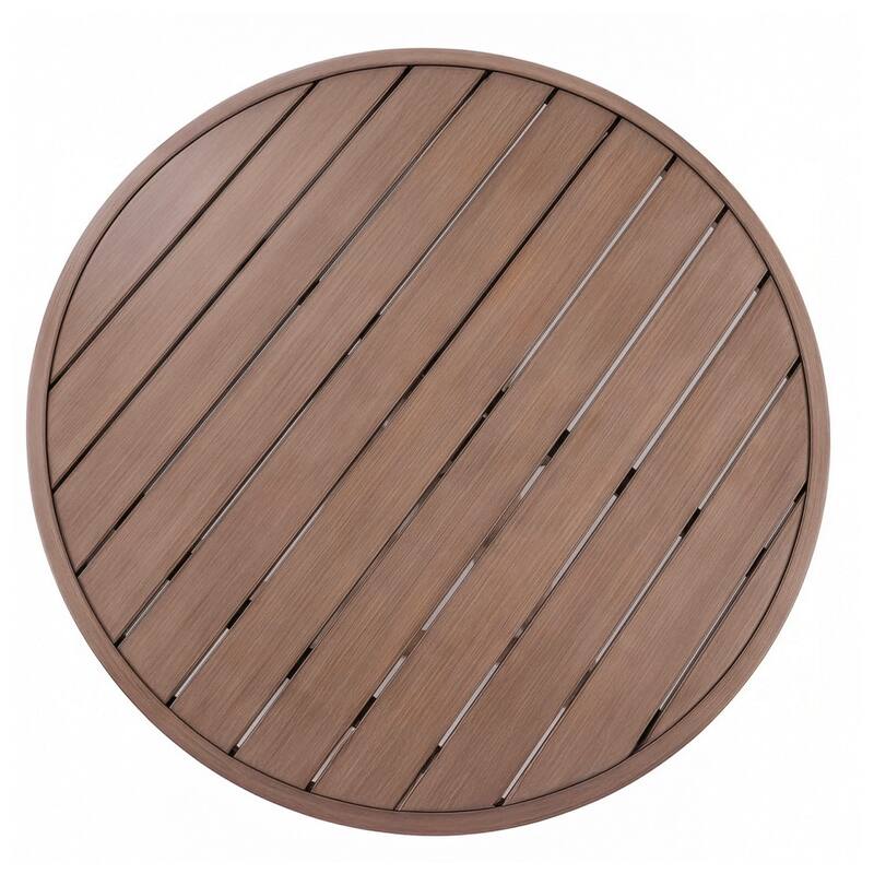 Martha Stewart All-Weather Patio Set with 36" Round Trestle Base Table and 4 Stack Armchairs - 22.25"W x 23.75"D x 34"H