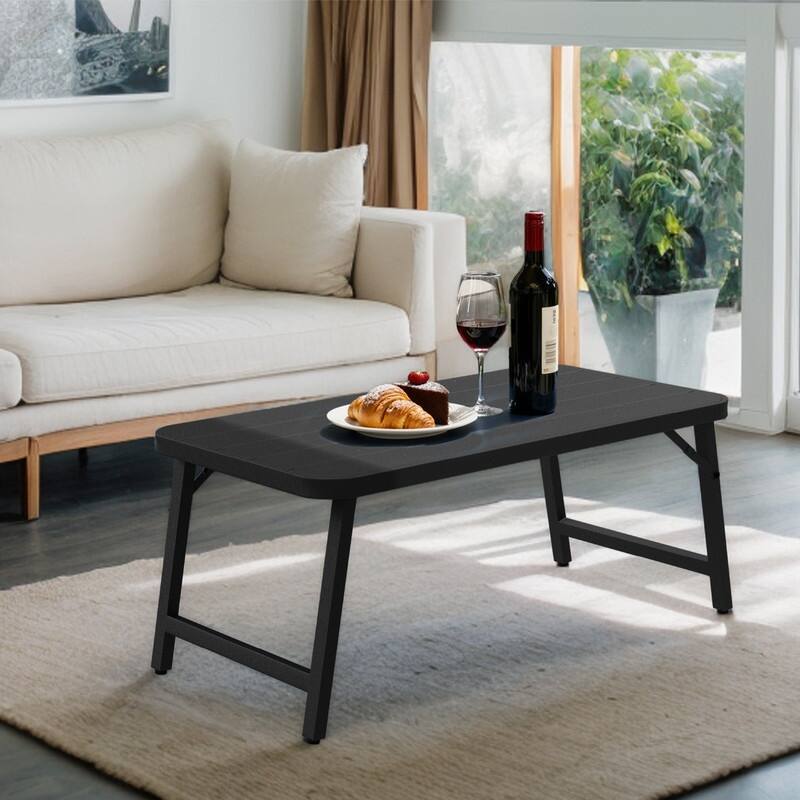 36 in. Folding Rectangle Metal Table,Outdoor Portable Picnic Table