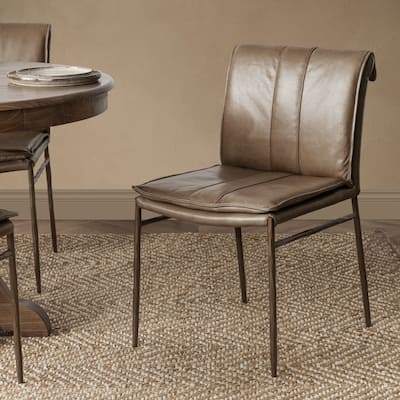 Classic Home Tuscan Genuine Leather Dining Chair (Set of 2)