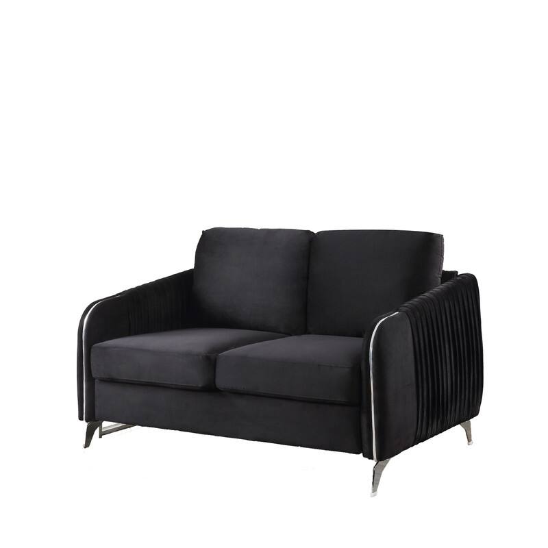 54" Gray Velvet Modern Chic Loveseat Couch - Black