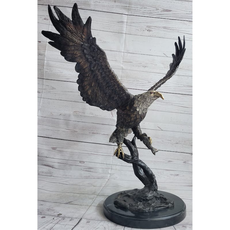 Landing Eagle Bronze Metal Statue Sculpture Indoor Outdoor 23 Inches X 18 Inches