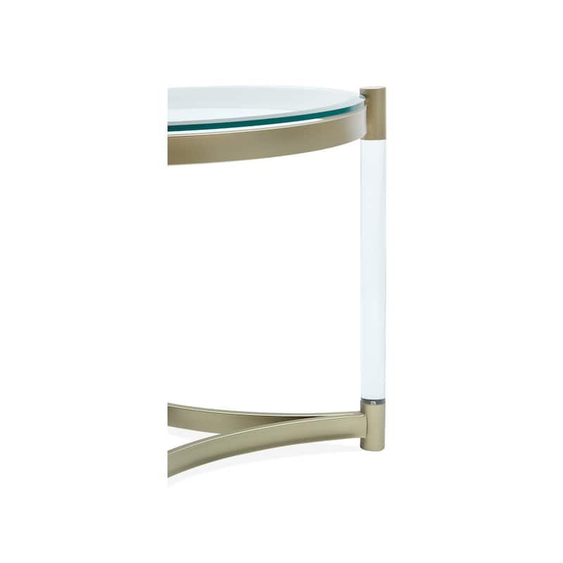Magnussen Home Silas Platinum and Clear Acrylic Round End Table - 25.5''W x 25.5''D x 23.25''H