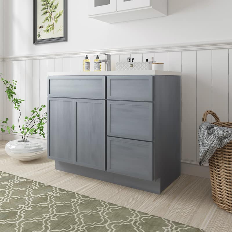 Vanity Art 39" Oak Freestanding Bathroom Vanity Cabinet without Top